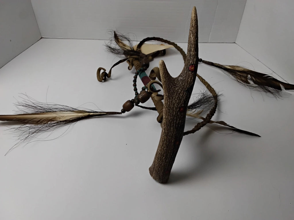 Navajo Indian Ceremonial Peace Pipe/ Tomahawk.  Indian Folk Art with COA