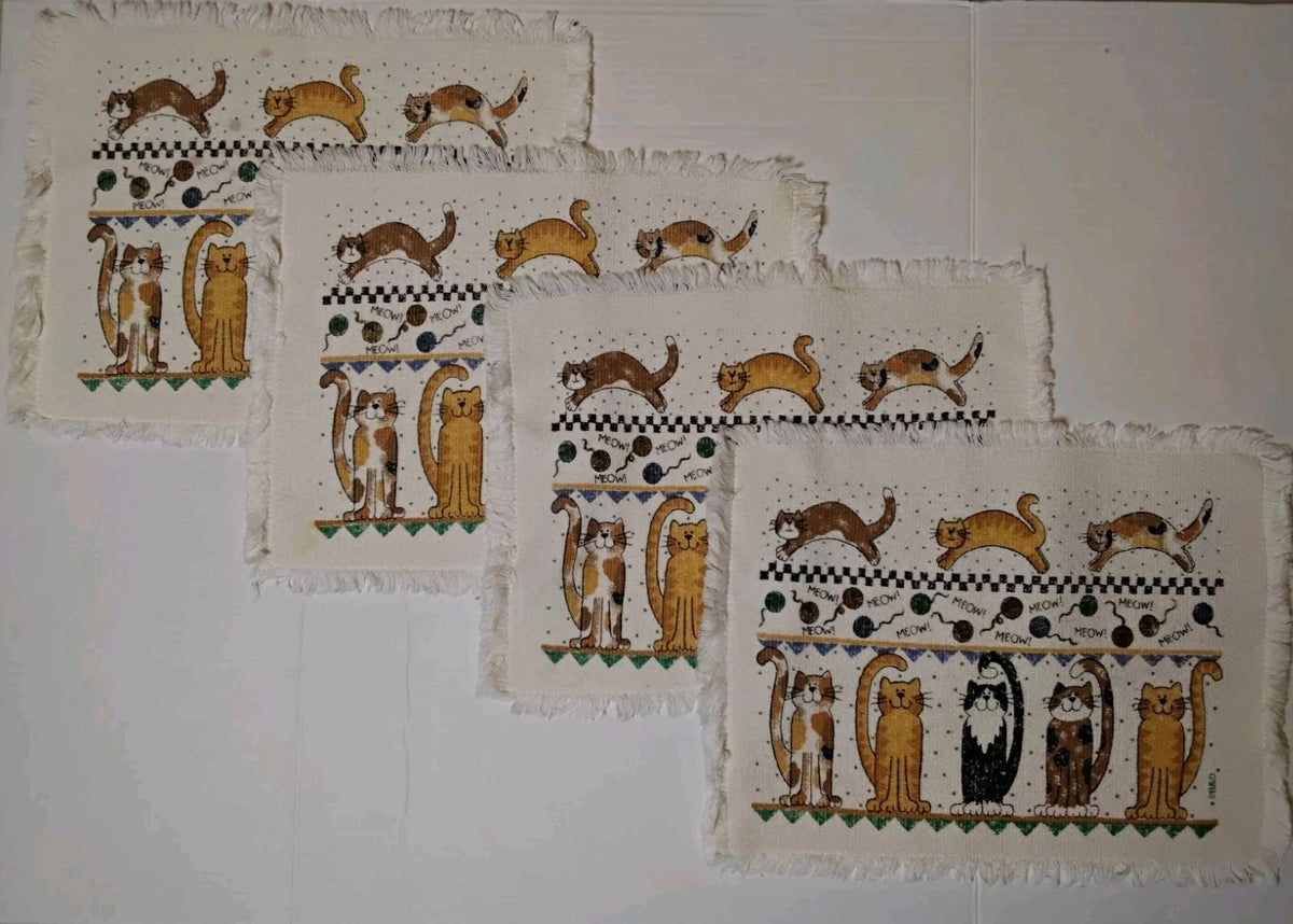 4 Vintage B&D 1990's Cat Placemats