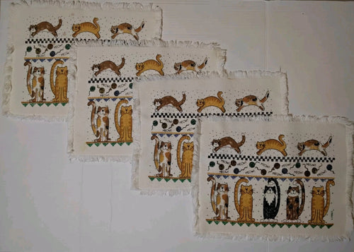 4 Vintage B&D 1990's Cat Placemats