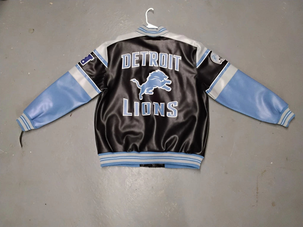 2XL Leather Detriot Lions Coat with Tags