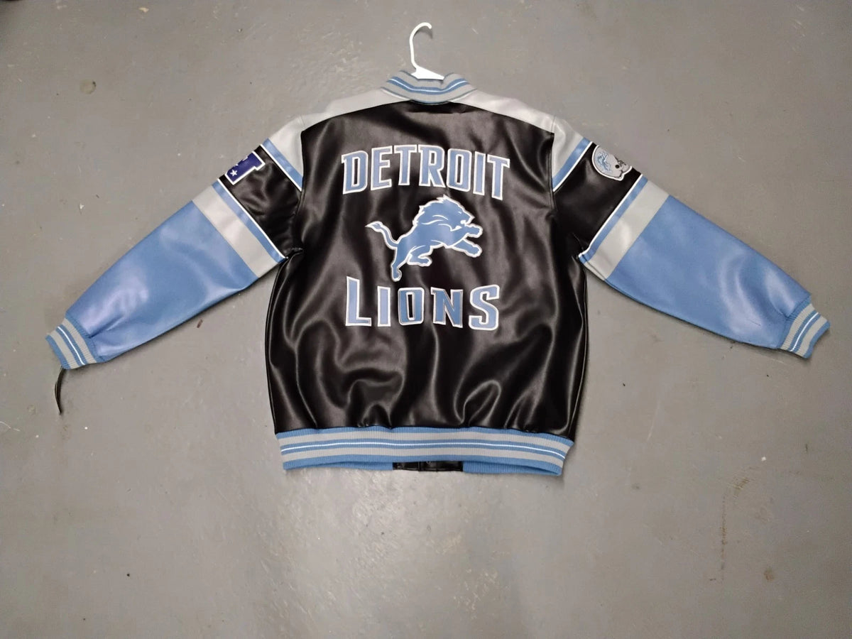 2XL Leather Detriot Lions Coat with Tags