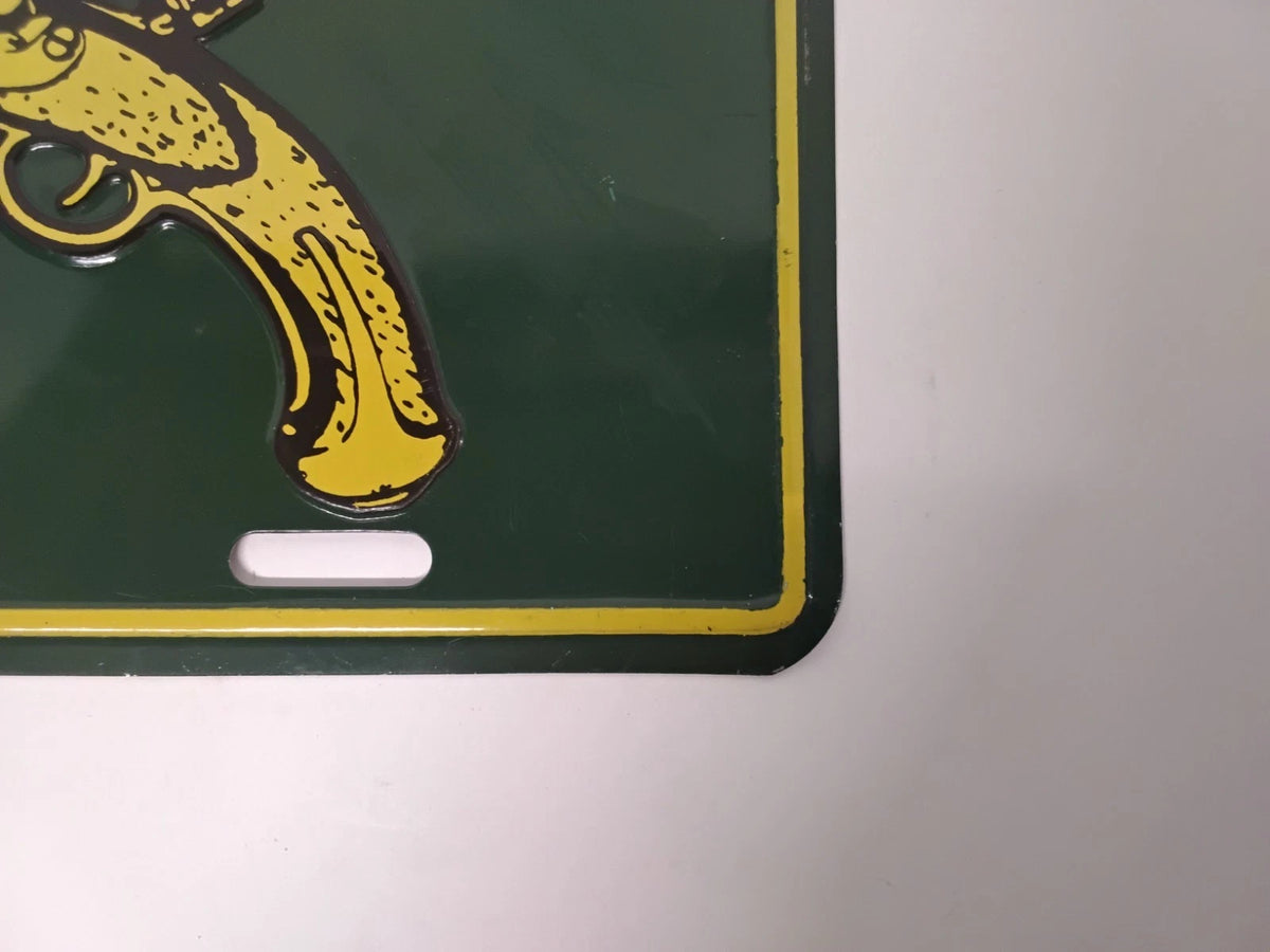 Vintage US Army Military Police License Plate Tin Crossed Pistols MP Corps Green