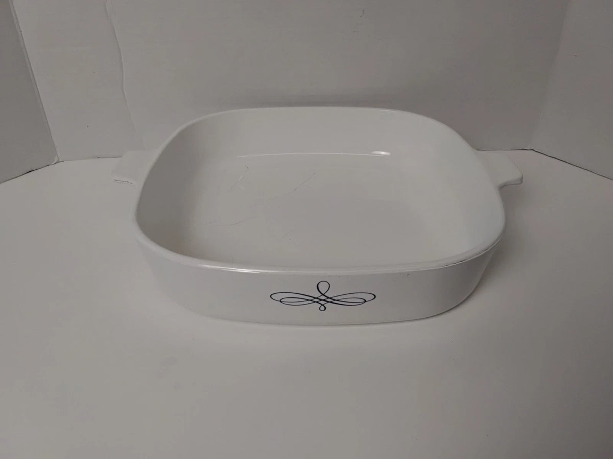 Vintage 1960 Corning Ware Black Trefoil Scroll [Insert 1.75 or 2.5] Qt Casserole