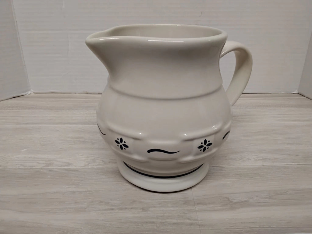 Vintage Longaberger Pottery Woven Traditions Blue Pitcher 1 Quart 32 oz