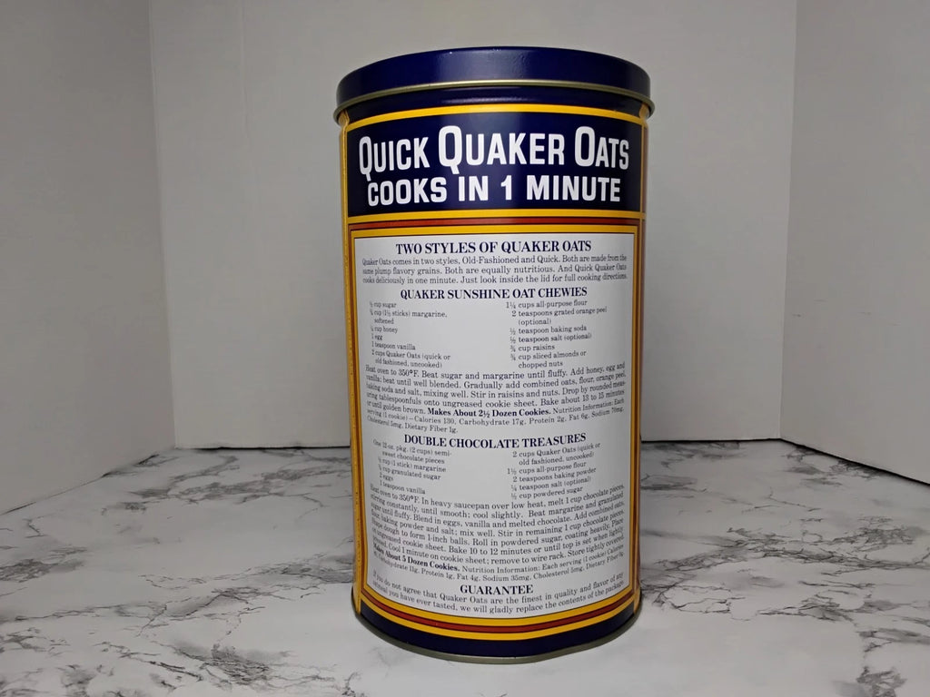 Vintage 1991 Quick Quaker Oats Advertisement Biscuit Tin  9" x 5"