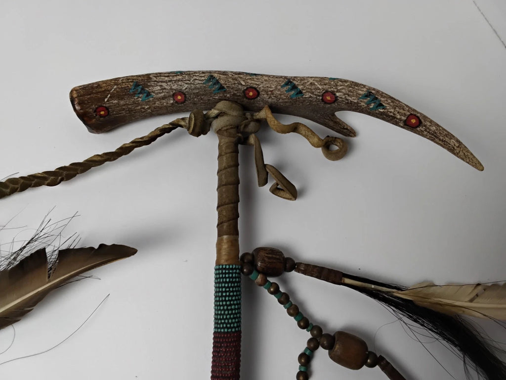 Navajo Indian Ceremonial Peace Pipe/ Tomahawk.  Indian Folk Art with COA