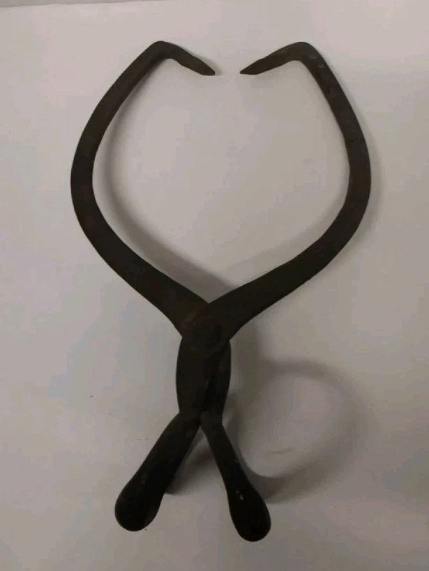 Antique Hand-Forged Iron Ice Tongs – Primitive Folk Art Decor