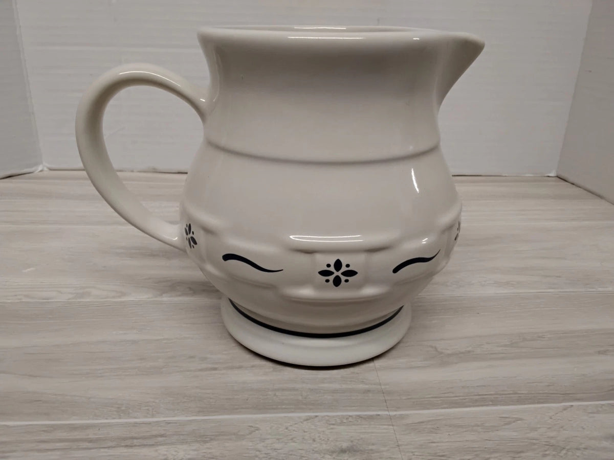 Vintage Longaberger Pottery Woven Traditions Blue Pitcher 1 Quart 32 oz