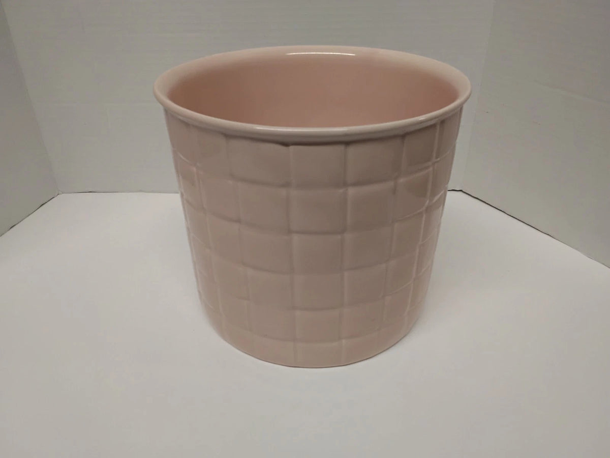 Vintage Haeger Pink Quilted Ceramic Planter Vase Flower Pot