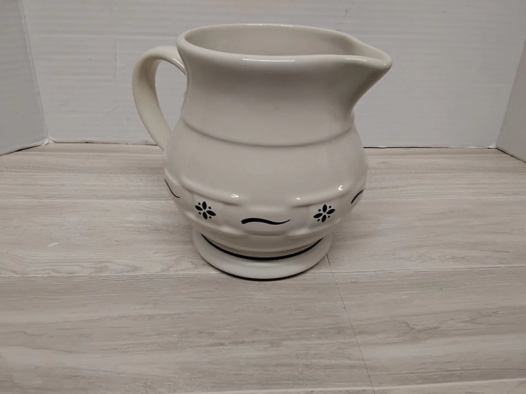 Vintage Longaberger Pottery Woven Traditions Blue Pitcher 1 Quart 32 oz