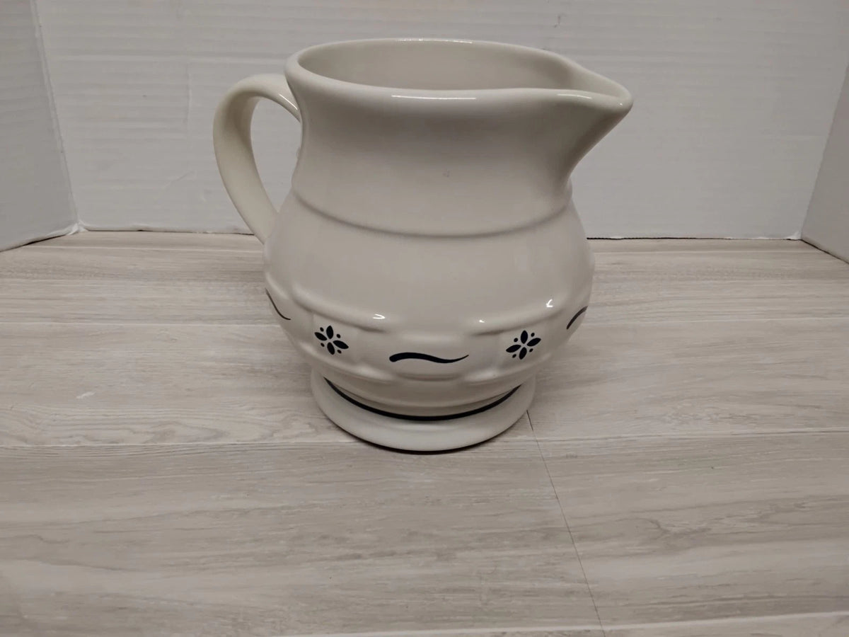 Vintage Longaberger Pottery Woven Traditions Blue Pitcher 1 Quart 32 oz