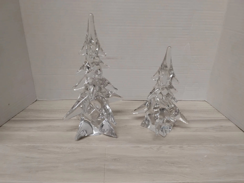 2 Vintage Festive Glass Christmas Tress