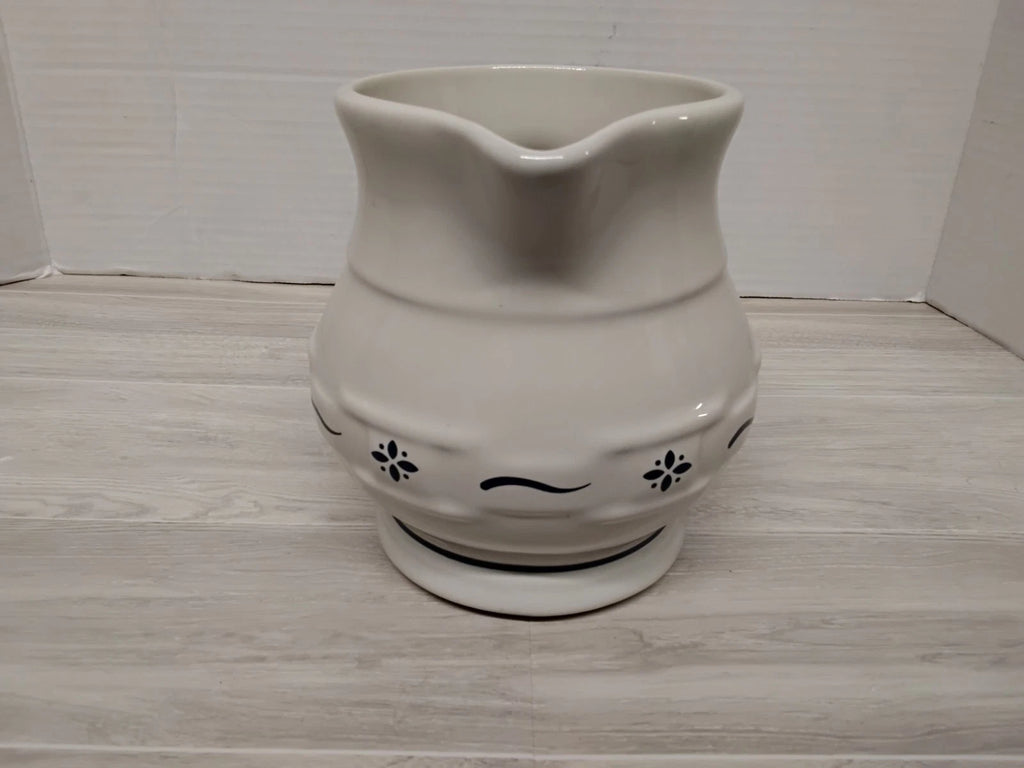 Vintage Longaberger Pottery Woven Traditions Blue Pitcher 1 Quart 32 oz