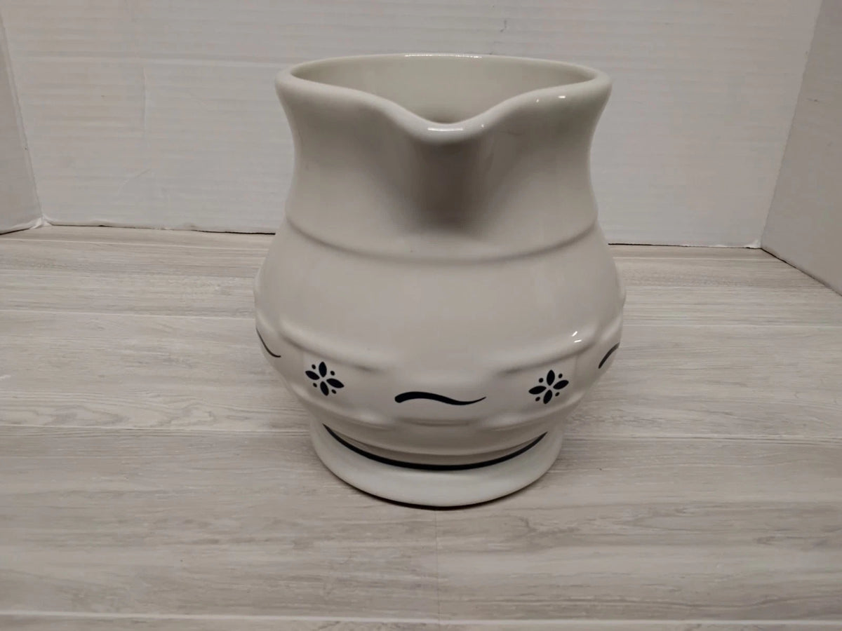 Vintage Longaberger Pottery Woven Traditions Blue Pitcher 1 Quart 32 oz
