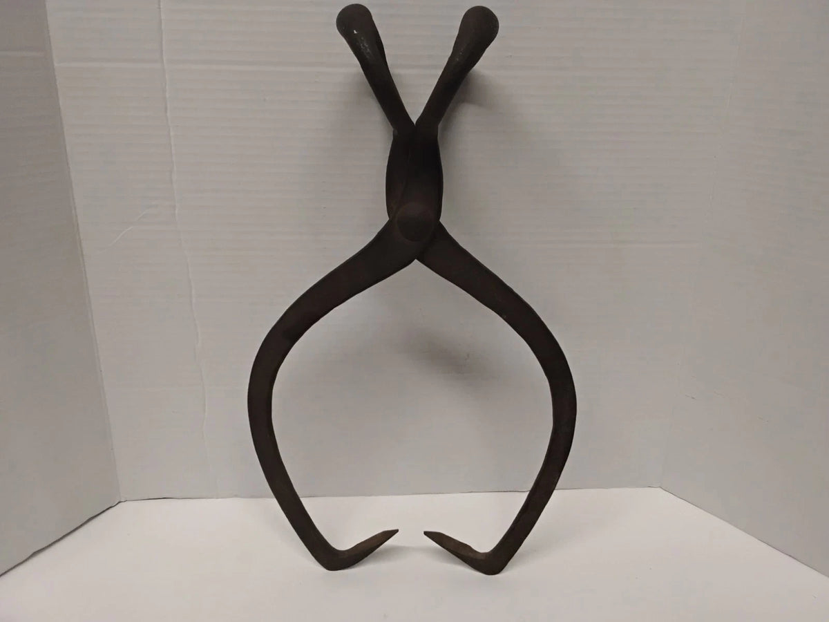Antique Hand-Forged Iron Ice Tongs – Primitive Folk Art Decor