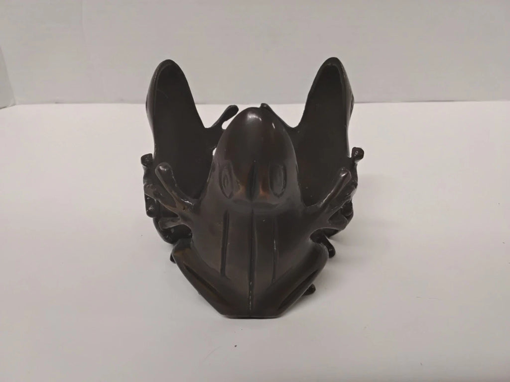 Vintage Cast Iron Triple Frog Candle Holder Gothic 3 Toad Metal Design