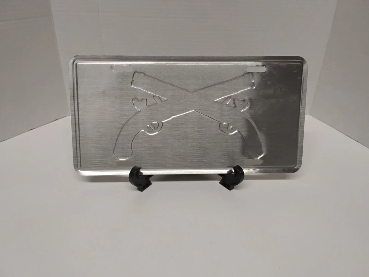 Vintage US Army Military Police License Plate Tin Crossed Pistols MP Corps Green