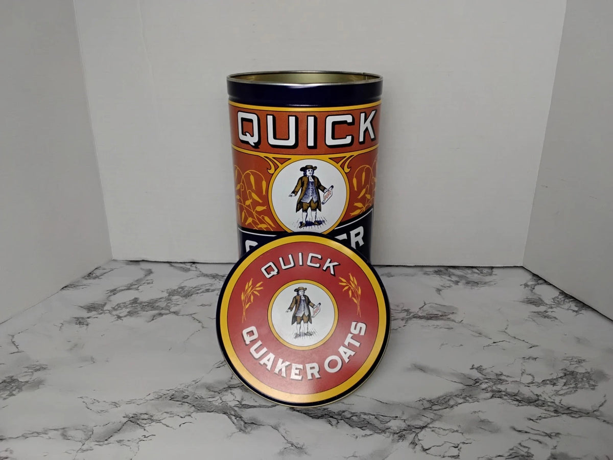 Vintage 1991 Quick Quaker Oats Advertisement Biscuit Tin  9" x 5"