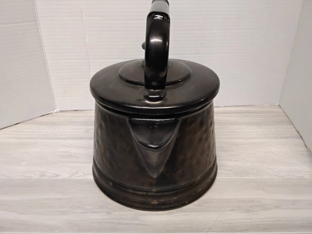 Vintage McCoy Pottery Tea Kettle Cookie Jar Antique Bronze Hammered Ceramic USA