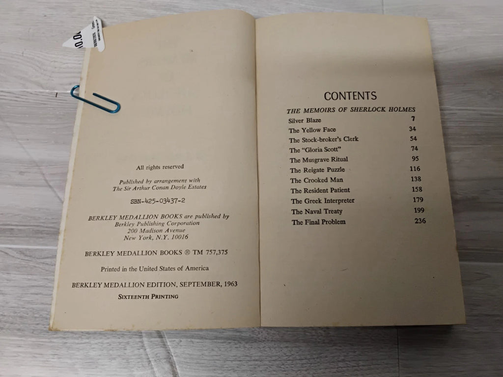 The Memoirs of Sherlock Holmes by Sir Arthur Conan Doyle.