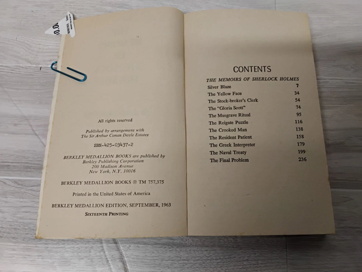The Memoirs of Sherlock Holmes by Sir Arthur Conan Doyle.