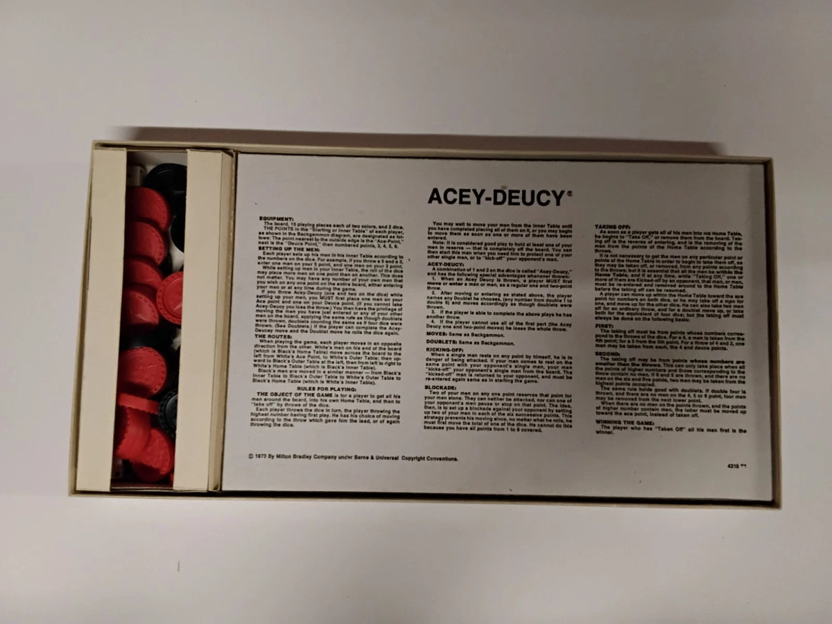 1973 Milton Bradley Backgammon Acey-Deucy Board Game  Complete Set