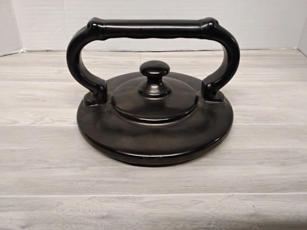 Vintage McCoy Pottery Tea Kettle Cookie Jar Antique Bronze Hammered Ceramic USA