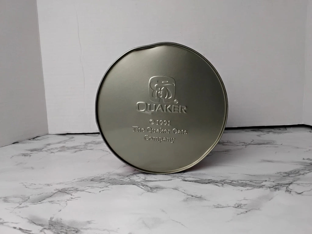 Vintage 1991 Quick Quaker Oats Advertisement Biscuit Tin  9" x 5"