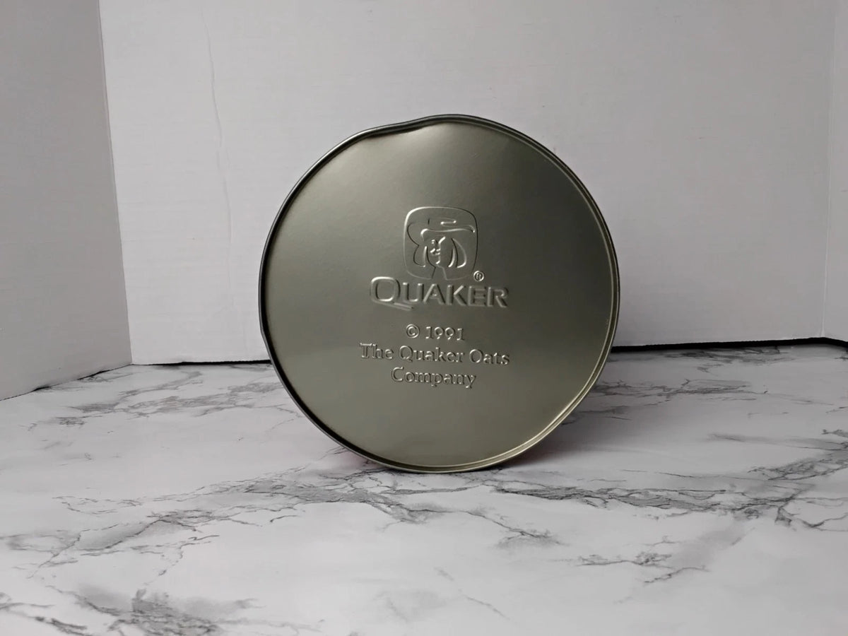 Vintage 1991 Quick Quaker Oats Advertisement Biscuit Tin  9" x 5"