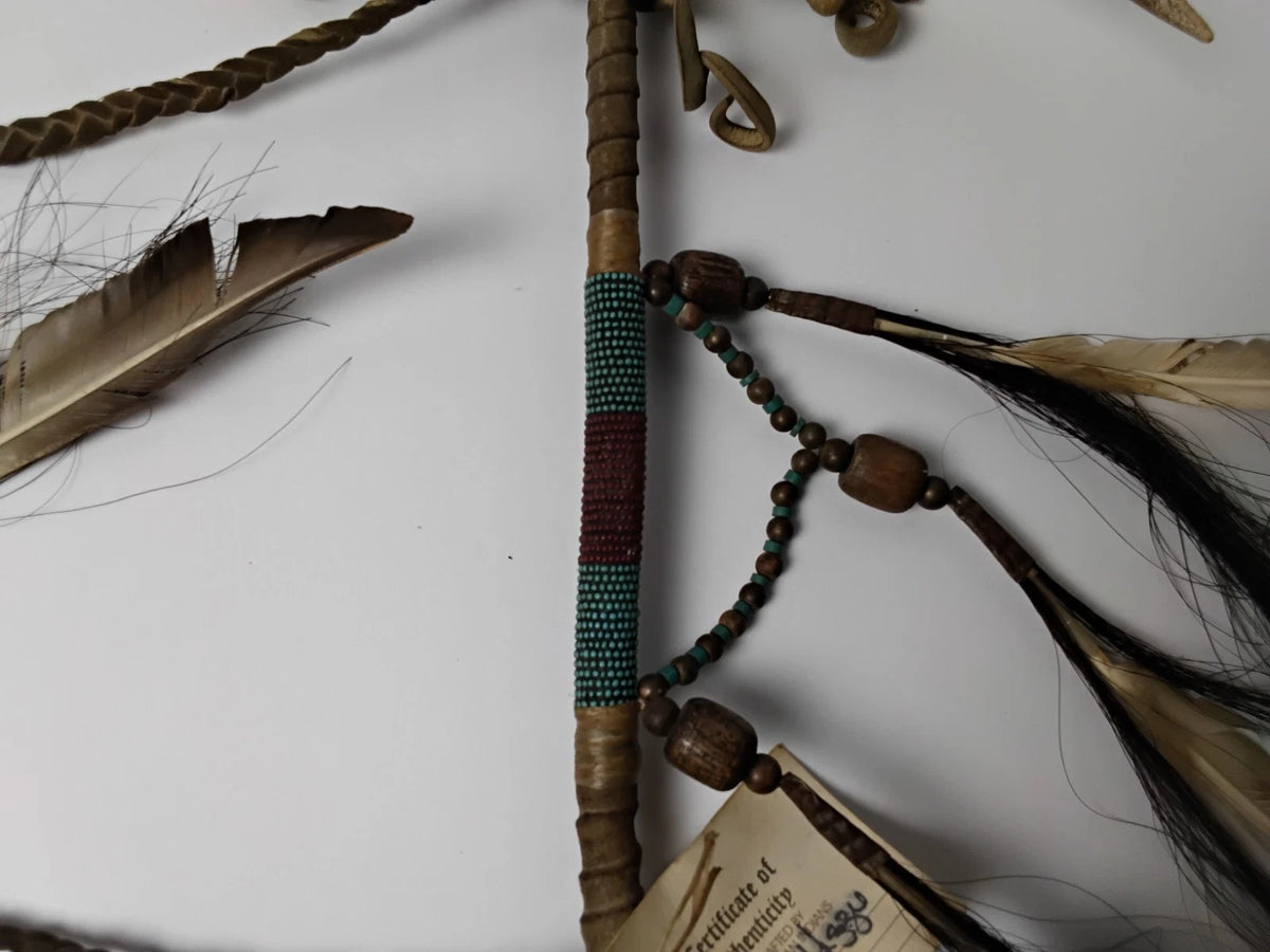 Navajo Indian Ceremonial Peace Pipe/ Tomahawk.  Indian Folk Art with COA