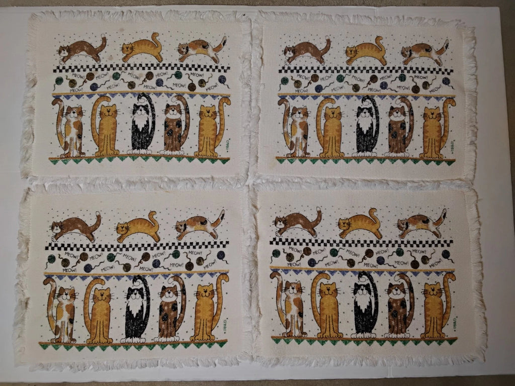 4 Vintage B&D 1990's Cat Placemats