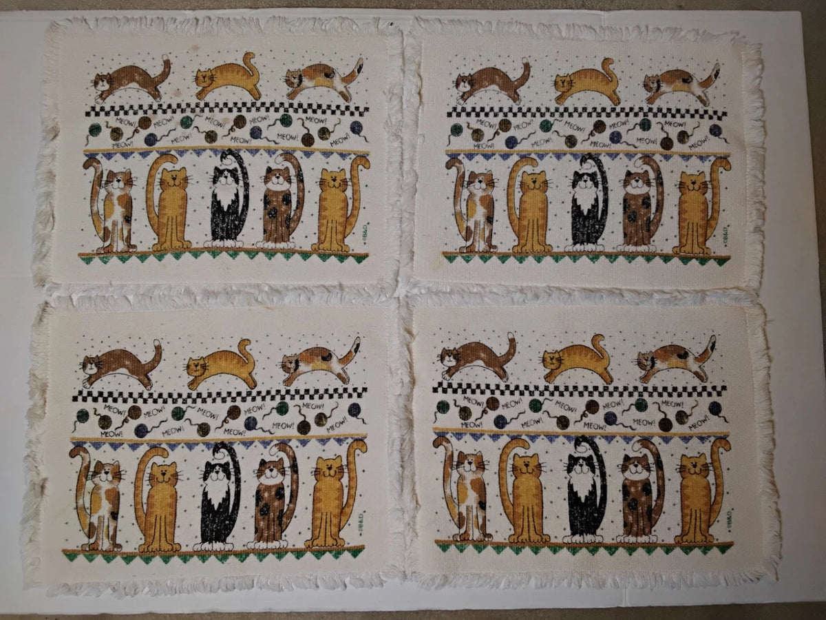 4 Vintage B&D 1990's Cat Placemats
