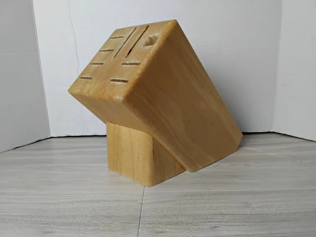 8 Slot Wooden Knife Storage Block With Square Accessory Hole