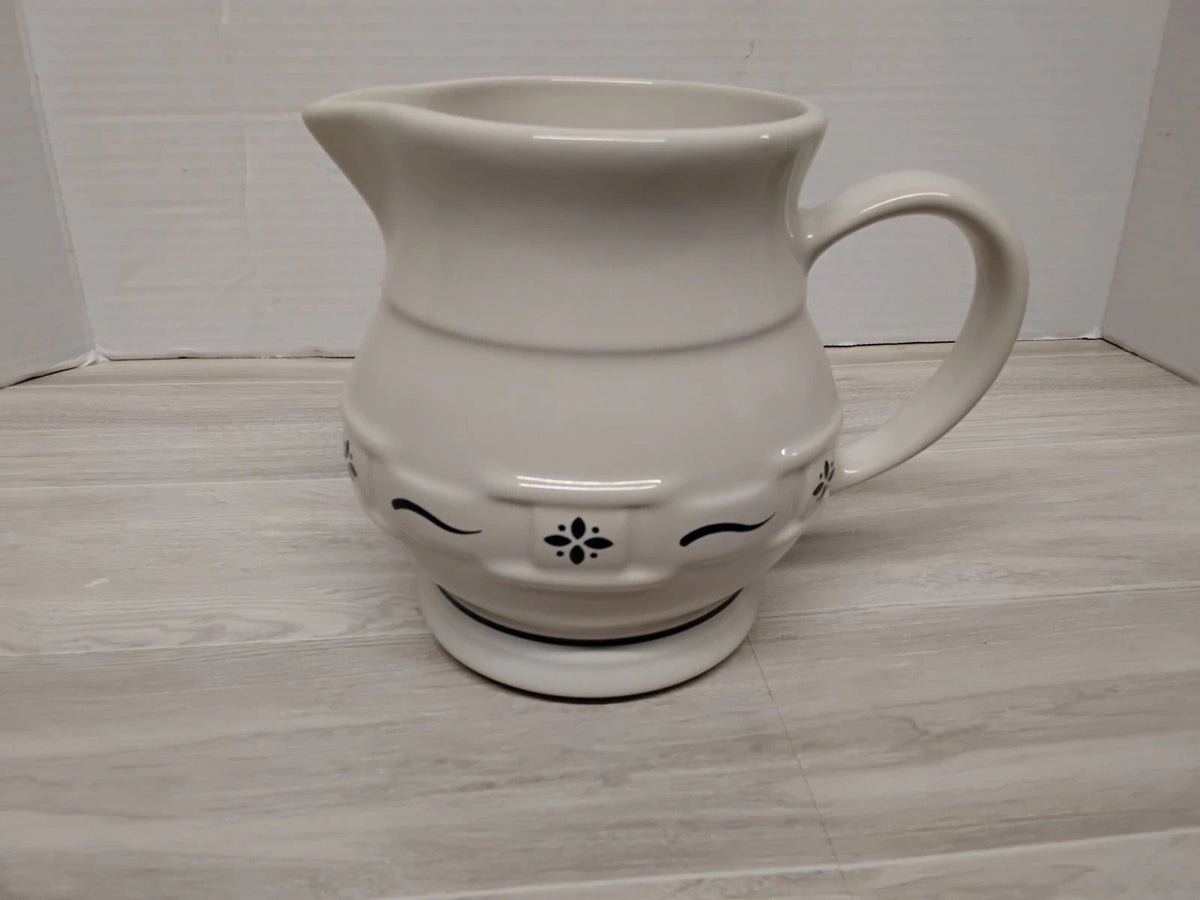Vintage Longaberger Pottery Woven Traditions Blue Pitcher 1 Quart 32 oz