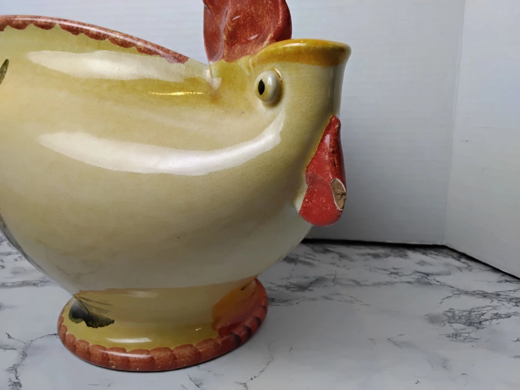 Vintage Italian Folk Art Rooster Gravy Boat/Pitcher