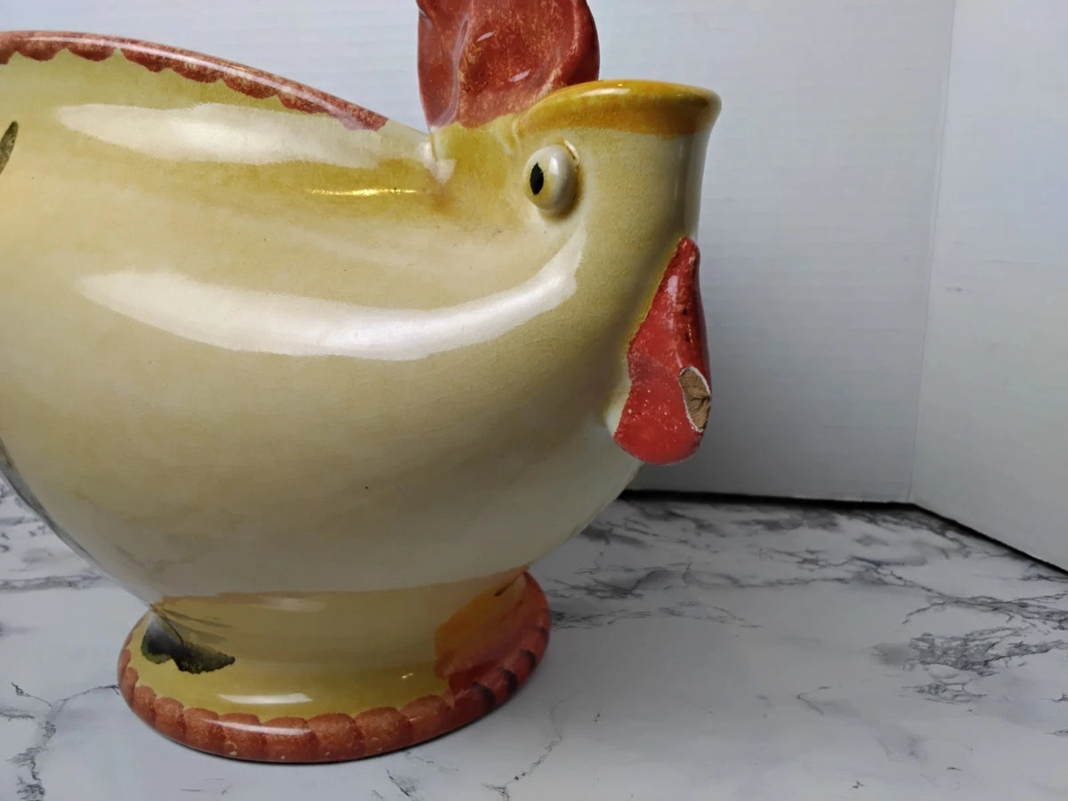 Vintage Italian Folk Art Rooster Gravy Boat/Pitcher