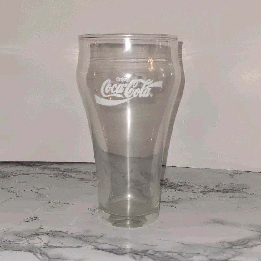 Coca-Cola Set of 8 Clear Glasses Soda Theme Branded Drinkware Advertising Sign