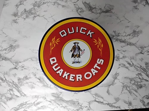 Vintage 1991 Quick Quaker Oats Advertisement Biscuit Tin  9" x 5"