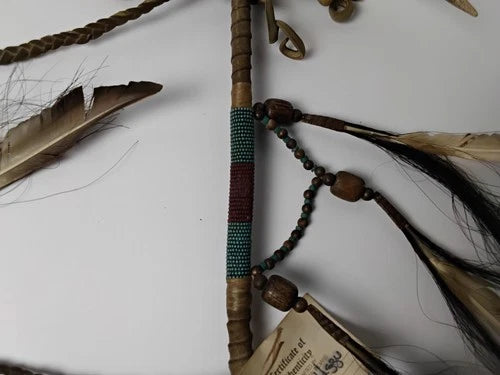 Navajo Indian Ceremonial Peace Pipe/ Tomahawk.  Indian Folk Art with COA
