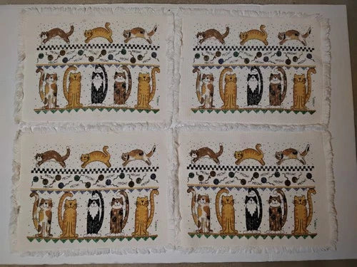 4 Vintage B&D 1990's Cat Placemats