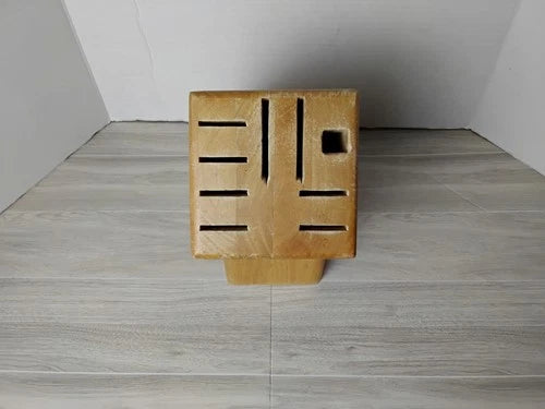 8 Slot Wooden Knife Storage Block With Square Accessory Hole