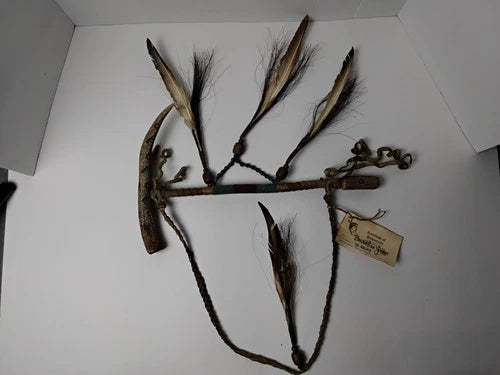 Navajo Indian Ceremonial Peace Pipe/ Tomahawk.  Indian Folk Art with COA