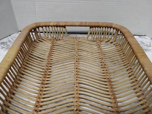 Vintage MCM Artek Finland Rattan Serving Tray  Handwoven Cane Scandinavian