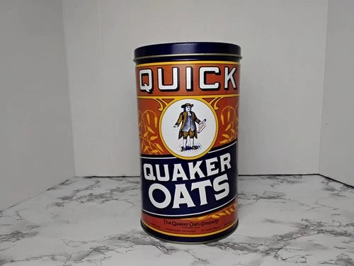 Vintage 1991 Quick Quaker Oats Advertisement Biscuit Tin  9" x 5"