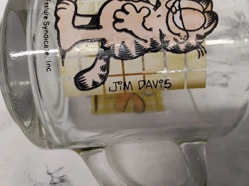 Vintage 1978 Garfield McDonald's Glass Mug Cartoon/Advertisement