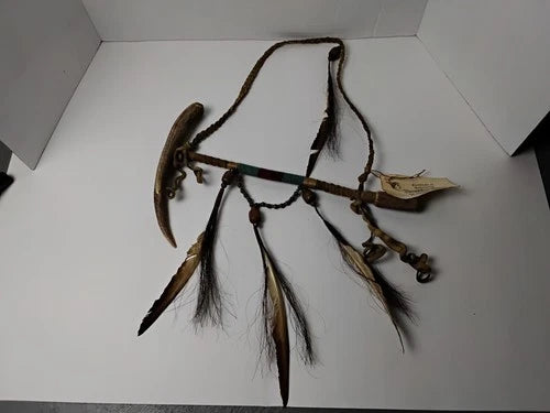 Navajo Indian Ceremonial Peace Pipe/ Tomahawk.  Indian Folk Art with COA