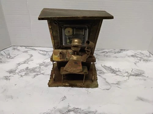 Vintage Copper Metal Piano Player Music Box Figurine Wind Up Steampunk Art 6"