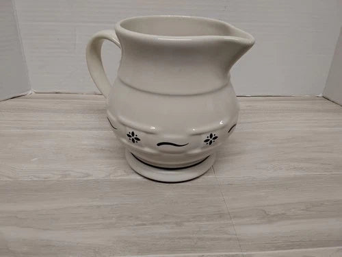 Vintage Longaberger Pottery Woven Traditions Blue Pitcher 1 Quart 32 oz