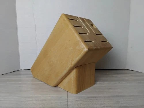 8 Slot Wooden Knife Storage Block With Square Accessory Hole