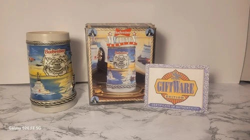1996 Budweiser Military Series Coast Guard Stein with Box & Certificate
